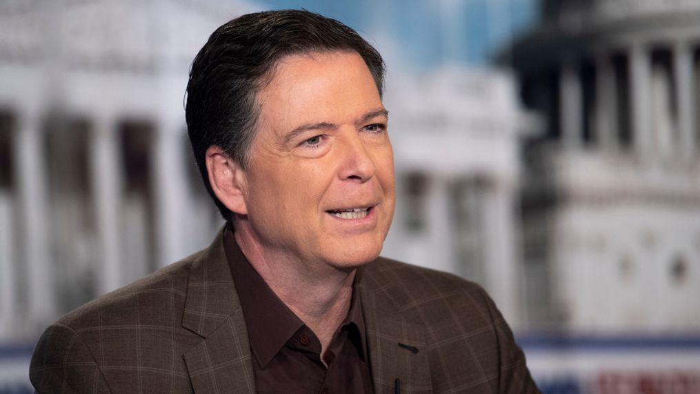 Former FBI Director James Comey talks with "Fox News Sunday" anchor Chris Wallace, Sunday morning, Dec. 15, 2019, in Washington. (AP Photo/Kevin Wolf)