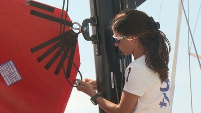 Image for story: Maine sailor now 1st American woman to race solo around world