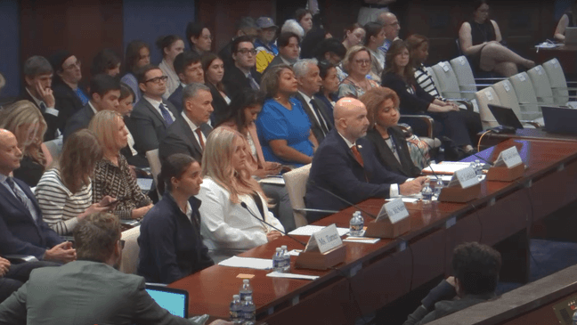 Witnesses are seen during a House Oversight and Government Reform Committee hearing Wednesday, May 7, 2025, on transgender participation in women's sports. (Image from House Oversight and Government Reform Committee video)